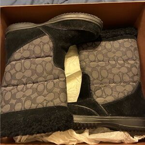 Coach Black and Gray Suede Boots